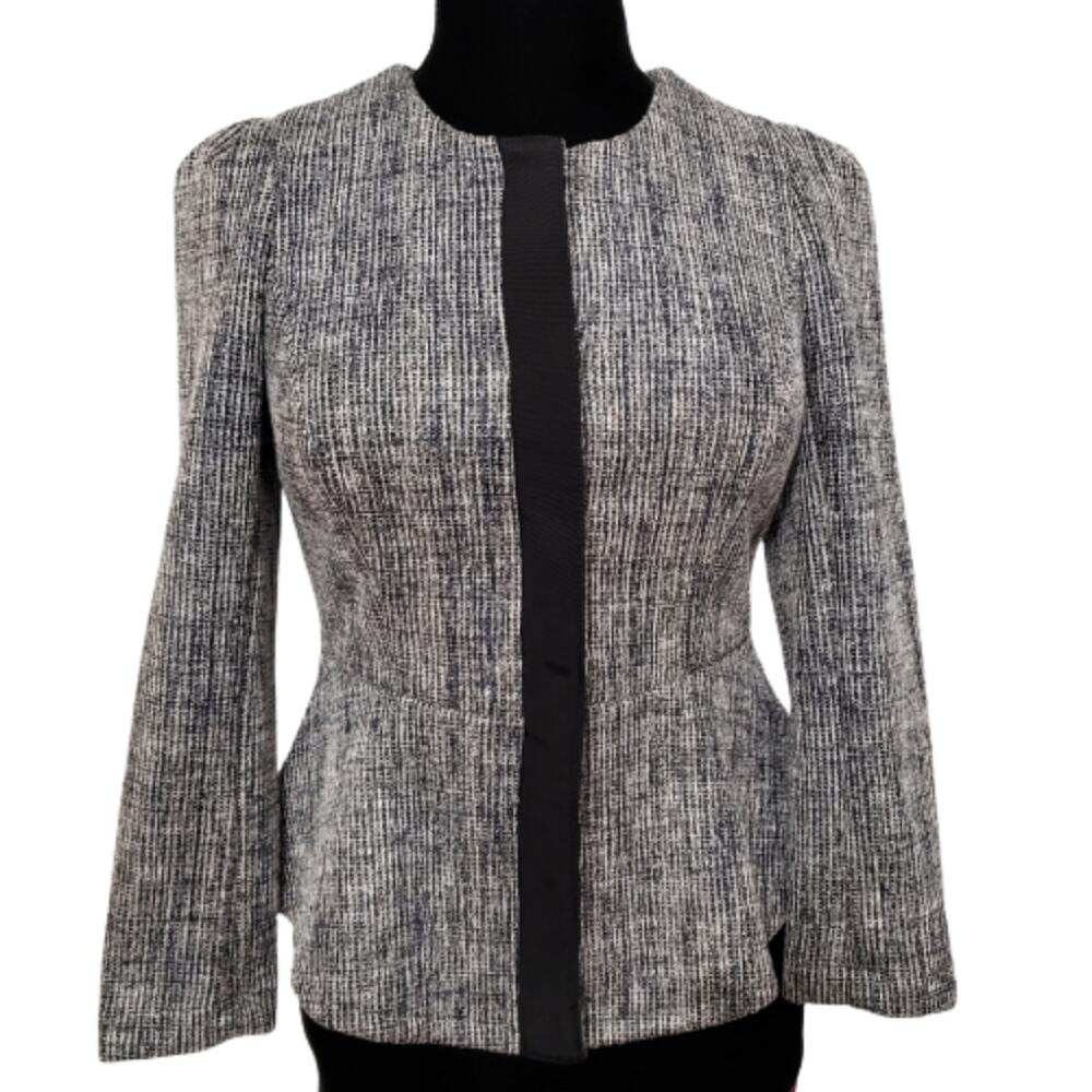 Halogen Tweed Black and White Peplum Career Blazer